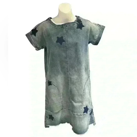 Crewcuts Girls Stars Print Denim Jean Modest Dress Size 14 - Picture 3 of 4